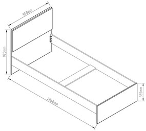 Παιδικό Κρεβάτι REVEN γιά Στρώμα 200x90 cm Λευκό με Navy Προσκέφαλο