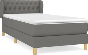 vidaXL Κρεβάτι Boxspring με Στρώμα Σκούρο Γκρι 90x190 εκ. Υφασμάτινο