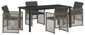 vidaXL Σετ κήπου 5 τεμαχίων με γκρι πολυρατάν