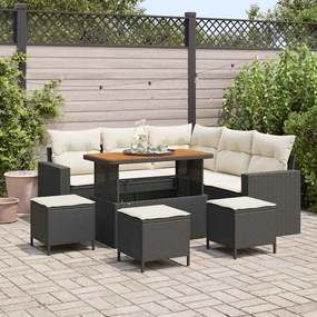 vidaXL Σετ Καναπέ Κήπου 9 pcs Μαύρο και κρεμ 110 x 55 x 71 εκ