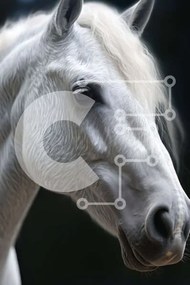 Σετ των 2 Intra Συλλεκτικό Ξύλινο Παζλ Plywood  4mm - Λευκό άλογο με μακριά χαίτη και ουρά Σε Ξύλινο Κουτί - Διαστάσεις: 10x10 cm – 25 κομμάτια