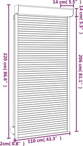 vidaXL Ρολό εισόδου Ανθρακί 110 x 220 cm Αλουμίνιο και Πολυουρεθάνη
