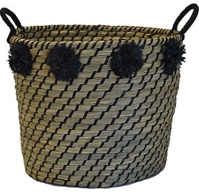 Καλάθι Με Pon Pon 00.06.67222 Φ40x32cm Natural-Black Mat