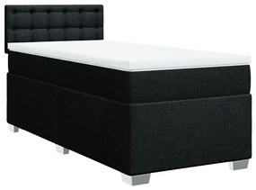 vidaXL Κρεβάτι Boxspring με Στρώμα Μαύρο 90x200 εκ. Υφασμάτινο