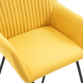 Καρέκλες Τραπεζαρίας 2 τεμ Κίτρινες Υφασμάτινες - Κίτρινο