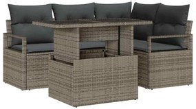 vidaXL Σετ Καναπέ Κήπου με μαξιλάρι 5 pcs Γκρι 100 x 55 x 73 εκ