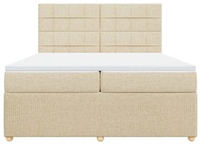 vidaXL Κρεβάτι Boxspring με Στρώμα Κρεμ 200x200 εκ. Υφασμάτινο