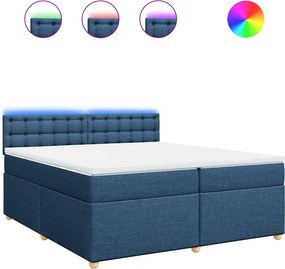 vidaXL Κρεβάτι Boxspring με Στρώμα Μπλε 200x200 εκ. Υφασμάτινο