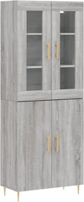 vidaXL Ντουλάπι Γκρι Sonoma 69,5 x 34 x 180 εκ. Επεξεργασμένο Ξύλο