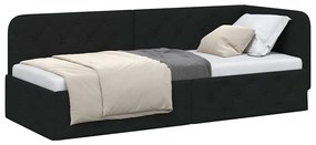 vidaXL Κρεβάτι Γωνίας Μαύρο 80 x 200 cm ύφασμα