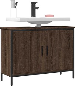 vidaXL Ντουλάπι Νιπτήρα Μπάνιου Καφέ Δρυς 80x30x60 εκ. Επεξ. Ξύλο