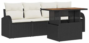 vidaXL Σετ Καναπέ Κήπου με μαξιλάρι 5 pcs Μαύρο και κρεμ