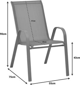 Τραπεζαρία Valor-Calan σετ 5τεμ μέταλλο-textilene καφέ