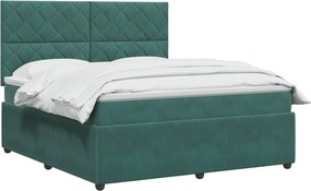 vidaXL Κρεβάτι box spring με στρώμα Σκούρο Πράσινο 140 x 190 cm