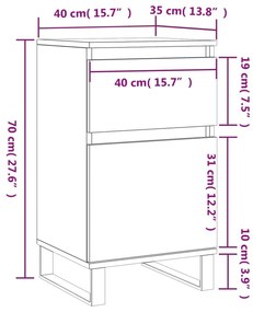 Ντουλάπια 2 τεμ. Λευκά 40 x 35 x 70 εκ. από Επεξεργασμένο Ξύλο - Λευκό