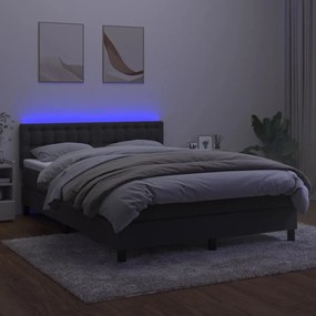 ΚΡΕΒΑΤΙ BOXSPRING ΜΕ ΣΤΡΩΜΑ &amp; LED ΣΚ. ΓΚΡΙ 140X200ΕΚ. ΒΕΛΟΥΔΙΝΟ 3134646