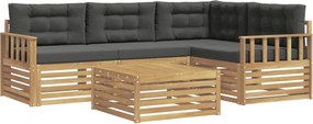 vidaXL Σειρά Καναπέ Εξωτερικού 6 pcs Άσπρο και Ανθρακί Πολυεστέρας