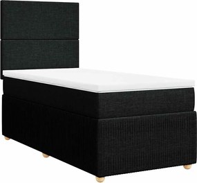 vidaXL Κρεβάτι Boxspring με Στρώμα Μαύρο 90x190 εκ.Υφασμάτινο