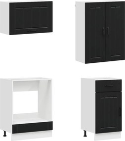 vidaXL Μονάδα κουζίνας LUCCA 8 pcs Μαύρο Επεξεργασμένο Ξύλο