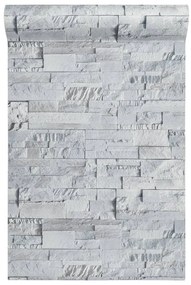 vidaXL Ταπετσαρία 3D με Σχέδιο Πέτρας Ανοιχτό Γκρι 10x0,53μ Non-woven