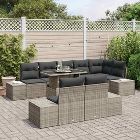 vidaXL Σετ Καναπέ Κήπου με αποθήκευση 9 pcs Γκρι Πολυ ράταν