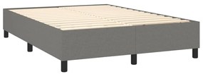 vidaXL Κρεβάτι Boxspring με Στρώμα &amp; LED Σκ.Γκρι 140x190εκ. Υφασμάτινο