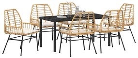 vidaXL Σέτ φαγητού για κήπο 7 pcs Καφέ συνθετικό ρατάν