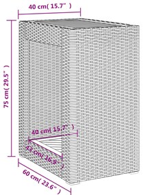 Τραπέζι Κήπου με Ξύλινη Επιφάνεια Μαύρο 60x40x75 εκ Συνθ. Ρατάν - Μαύρο