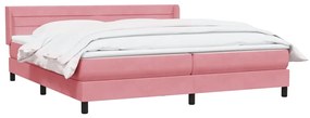 vidaXL Κρεβάτι Boxspring με Στρώμα Ροζ 200x210 εκ. Βελούδινο