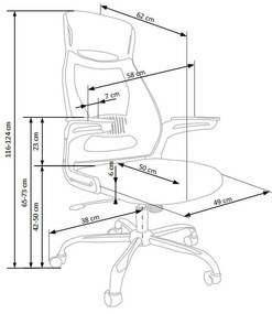 Καρέκλα γραφείου Houston 247, Γκρι, Μαύρο, 116x58x62cm, 13 kg, Με μπράτσα, Με ρόδες, Μηχανισμός καρέκλας: Κλίση | Epipla1.gr