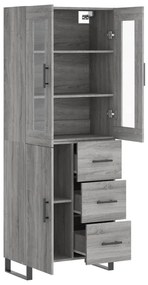 vidaXL Ντουλάπι Γκρι Sonoma 69,5 x 34 x 180 εκ. Επεξεργασμένο Ξύλο