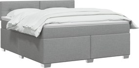 vidaXL Κρεβάτι Box Spring με Στρώμα και LED Ανοιχτό γκρι 140 x 200 cm