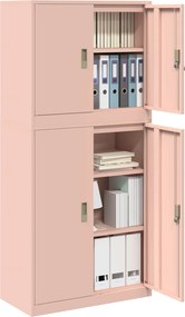vidaXL Ντουλάπι αποθήκευσης 2 τμχ. Ροζ 80 x 40 x 175 εκ Ατσάλι