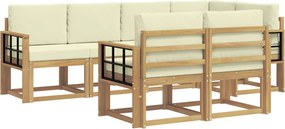 vidaXL Σειρά Καναπέ Εξωτερικού 7 pcs Λευκό και Κρεμ Πολυεστέρας