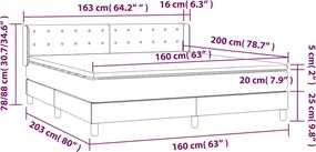 vidaXL Κρεβάτι Boxspring με Στρώμα Μαύρο 160x200 εκ. Βελούδινο