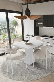 Stewehome Μίνιμαλ Σετ Τραπεζαρίας με Μπεζ Καρέκλες & Τραπέζι λευκό 90x90x74 cm