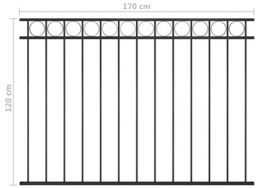 Πάνελ Περίφραξης Μαύρο 1,7 x 1,2 μ. από Ατσάλι - Μαύρο