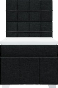 vidaXL Κρεβάτι Boxspring με Στρώμα Μαύρο 90x190 εκ.Υφασμάτινο