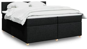 vidaXL Κρεβάτι Boxspring με Στρώμα Μαύρο 200x200 εκ. Υφασμάτινο