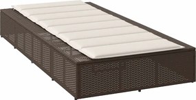 vidaXL Ξαπλώστρα με πλωτό μαξιλάρι Brown Poly Rattan