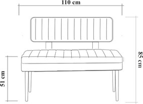 Αναπαυτικό Διθέσιο Κάθισμα Πεύκο Atlantic / Ανθρακί VINA 110x40x85