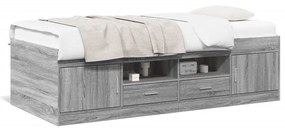 Καναπές-Κρεβάτι με Συρτάρια Γκρι Sonoma 100x200εκ. Επεξ. Ξύλο - Γκρι