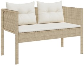 vidaXL Υπαίθριο Σετ Καναπέ Μπεζ και Κρεμ Ρατάν και Ύφασμα Μέτριο
