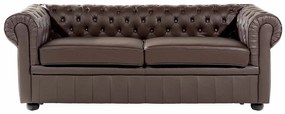 Καναπές chesterfield Berwyn 832, Σκούρο καφέ, 195x75x70cm, Πόδια: Ξύλο,Ευκάλυπτος, Δρυς