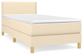 Κρεβάτι Boxspring με Στρώμα Κρεμ 100 x 200 εκ. Υφασμάτινο - Κρεμ