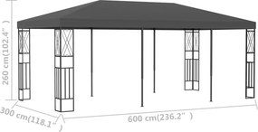 vidaXL Κιόσκι Ανθρακί 3 x 6 μ. Υφασμάτινο