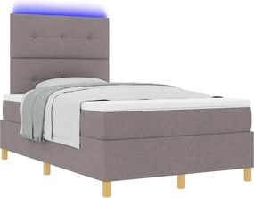 vidaXL LED Κρεβάτι με βάθρο με στρώμα Taupe 120 x 200 cm ύφασμα