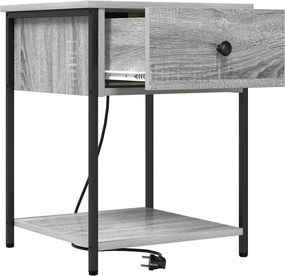vidaXL Κομοδίνο 2 τεμ. Γκρίζο Σονομα 42 x 41 x 56 εκ.