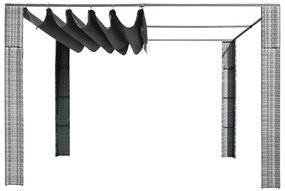 vidaXL Κιόσκι με Οροφή Γκρι/Ανθρακί 300x300x220 εκ. Συνθετικό Ρατάν