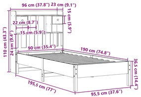 ΚΡΕΒΑΤΙ ΒΙΒΛΙΟΘΗΚΗ ΧΩΡΙΣ ΣΤΡΩΜΑ 90X190 ΕΚ ΜΑΣΙΦ ΞΥΛΟ ΠΕΥΚΟΥ 3322931